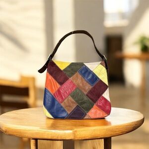Y2K Colorful Patchwork Leather Handbag